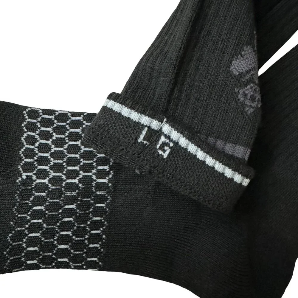 Bombas crew Socks size Large Mens/Womens black cushion stay up‎ Honeycomb new